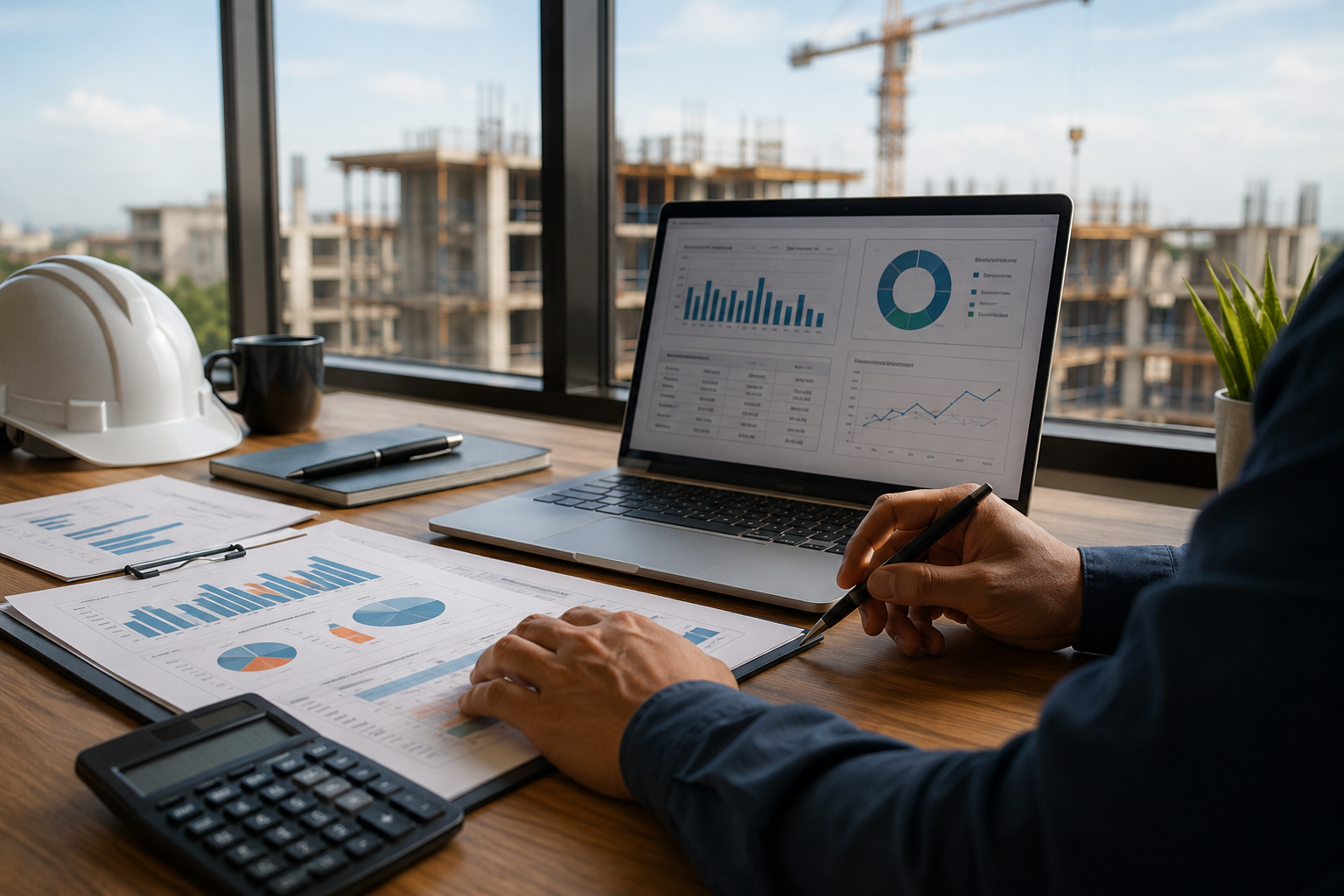 Consultoria UAU para construtora analisando dashboard de obras e financeiro